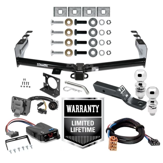 Trailer Hitch Brake Control Wiring Package For 99-13 Chevy Silverado GMC Sierra 1500 HD 99-04 2500 LD (07-07 Classic) Standard or Step Bumper w/ Dual 2" and 2- 5/16" Ball 2" Drop Mount 7-Way Pin Blade RV Controller