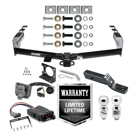 Trailer Hitch Brake Control Wiring Package For 99-13 Chevy Silverado GMC Sierra 1500 HD 99-04 2500 LD (07-07 Classic) Standard or Step Bumper w/ Dual 2" and 2- 5/16" Ball 2" Drop Mount 7-Way Pin Blade RV Controller