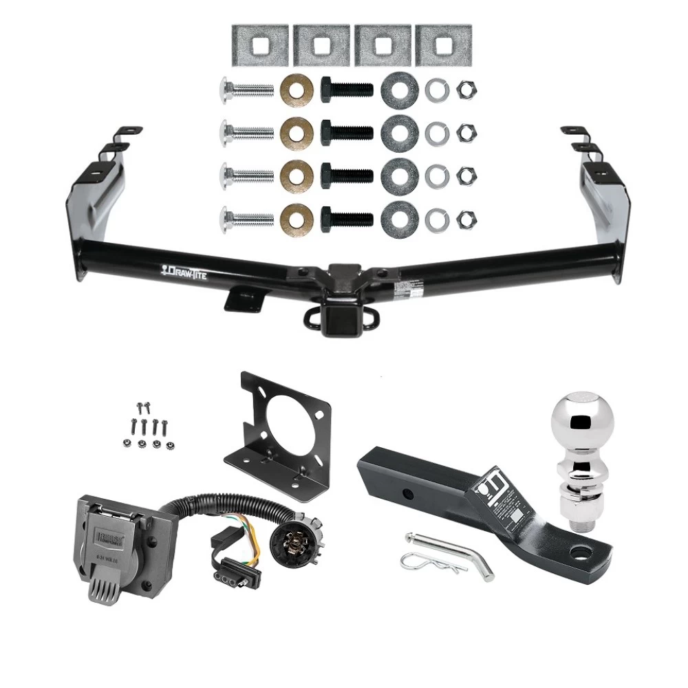 Trailer Hitch Package w/ Wiring For 99-13 Chevy Silverado GMC Sierra 1500 HD 99-04 2500 LD (07-07 Classic) Standard or Step Bumper w/ 2-5/16" Ball 2" Drop Mount 7-Way Pin Blade RV Class 4