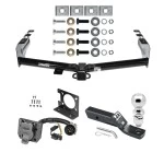 Trailer Hitch Package w/ Wiring For 99-13 Chevy Silverado GMC Sierra 1500 HD 99-04 2500 LD (07-07 Classic) Standard or Step Bumper w/ 2-5/16" Ball 2" Drop Mount 7-Way Pin Blade RV Class 4
