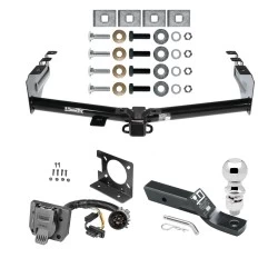 Trailer Hitch Package w/ Wiring For 99-13 Chevy Silverado GMC Sierra 1500 HD 99-04 2500 LD (07-07 Classic) Standard or Step Bumper w/ 2-5/16" Ball 2" Drop Mount 7-Way Pin Blade RV Class 4