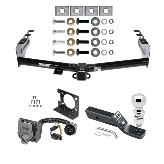 Trailer Hitch Package w/ Wiring For 99-13 Chevy Silverado GMC Sierra 1500 HD 99-04 2500 LD (07-07 Classic) Standard or Step Bumper w/ 2-5/16" Ball 2" Drop Mount 7-Way Pin Blade RV Class 4