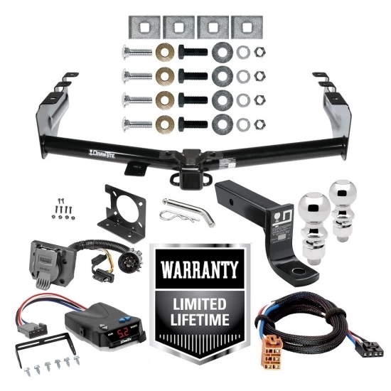 Trailer Hitch Brake Control Wiring Package For 99-13 Chevy Silverado GMC Sierra 1500 HD 99-04 2500 LD (07-07 Classic) Standard or Step Bumper w/ Dual 2" and 2- 5/16" Ball 4" Drop Mount 7-Way Pin Blade RV Controller