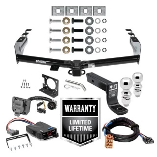 Trailer Hitch Brake Control Wiring Package For 99-13 Chevy Silverado GMC Sierra 1500 HD 99-04 2500 LD (07-07 Classic) Standard or Step Bumper w/ Dual 2" and 2- 5/16" Ball 4" Drop Mount 7-Way Pin Blade RV Controller