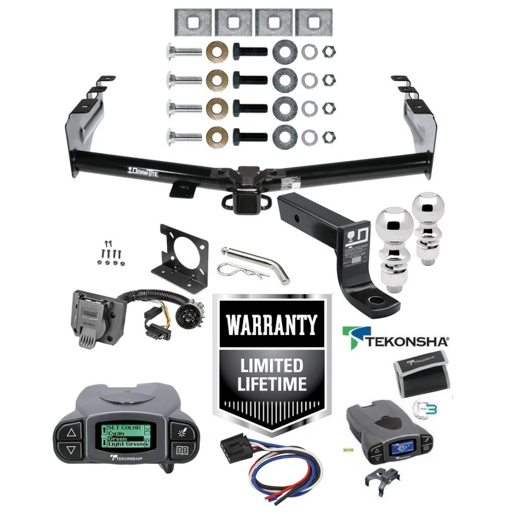 Trailer Hitch Tow Package w/ Tekonsha Prodigy P3 Brake Control For 07-13 Chevy Silverado GMC Sierra 1500 w/ Dual 2" and 2- 5/16" Ball 4" Drop Mount 7-Way Pin Blade RV Controller