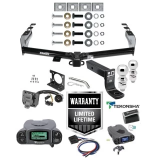 Trailer Hitch Tow Package w/ Tekonsha Prodigy P3 Brake Control For 07-13 Chevy Silverado GMC Sierra 1500 w/ Dual 2" and 2- 5/16" Ball 4" Drop Mount 7-Way Pin Blade RV Controller