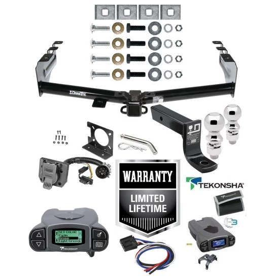Trailer Hitch Tow Package w/ Tekonsha Prodigy P3 Brake Control For 07-13 Chevy Silverado GMC Sierra 1500 w/ Dual 2" and 2- 5/16" Ball 4" Drop Mount 7-Way Pin Blade RV Controller