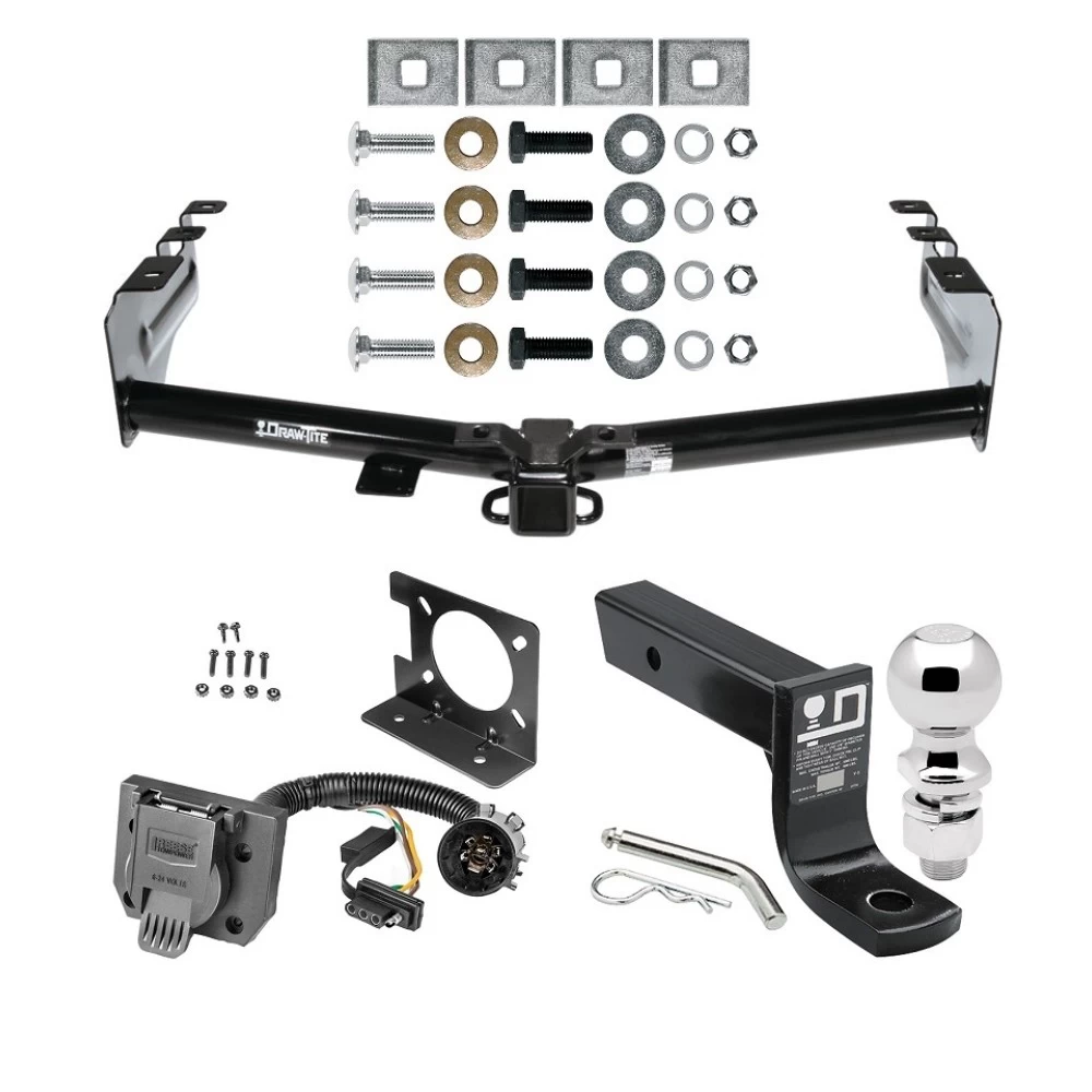 Trailer Hitch Package w/ Wiring For 99-13 Chevy Silverado GMC Sierra 1500 HD 99-04 2500 LD (07-07 Classic) Standard or Step Bumper w/ 2-5/16" Ball 4" Drop Mount 7-Way Pin Blade RV Class 4