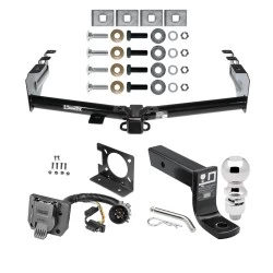 Trailer Hitch Package w/ Wiring For 99-13 Chevy Silverado GMC Sierra 1500 HD 99-04 2500 LD (07-07 Classic) Standard or Step Bumper w/ 2-5/16" Ball 4" Drop Mount 7-Way Pin Blade RV Class 4