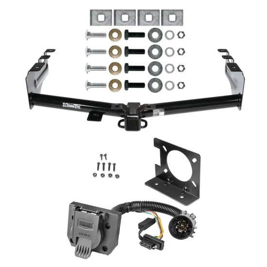 Class 4 Trailer Hitch w/ Wiring Kit For 99-13 Chevy Silverado GMC Sierra 1500 HD 99-04 2500 LD (07-07 Classic) Standard or Step Bumper 7-Way Pin Blade RV 4-Flat Plug Harness Light w/ Bracket