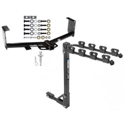 Trailer Tow Hitch w/ 4 Bike Rack For 07-21 Toyota Tundra Except OEM Receiver tilt away adult or child arms fold down carrier