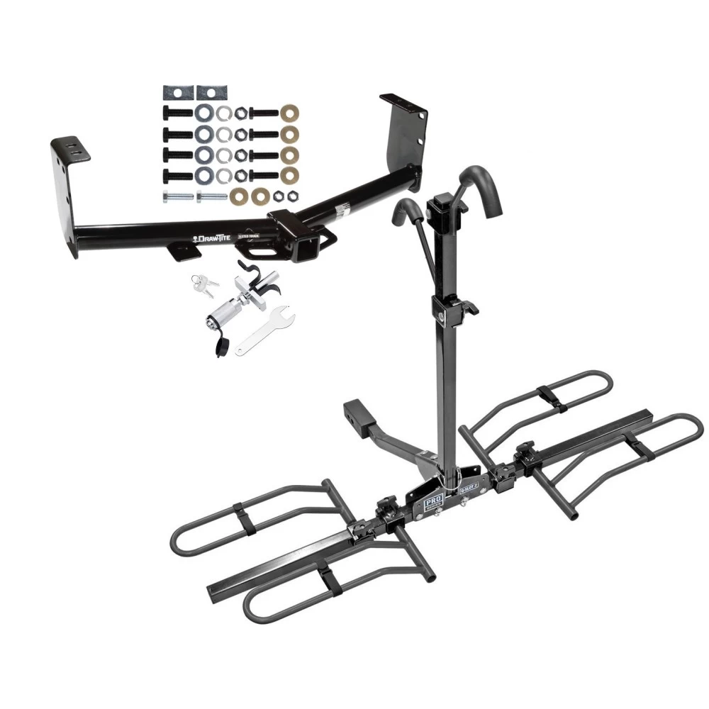 Trailer Tow Hitch For 07-21 Toyota Tundra Except OEM Receiver Platform Style 2 Bike Rack w/ Anti Rattle Hitch Lock