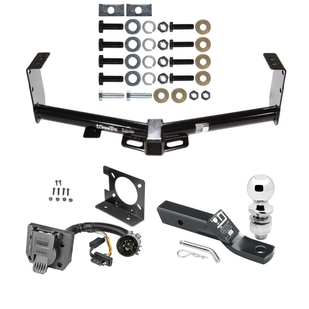 Trailer Hitch Package w/ Wiring For 07-21 Toyota Tundra exc OEM Receiver 7-Way w/ 2" Ball 2" Drop Mount Pin Blade RV Class 4