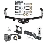 Trailer Hitch Package w/ Wiring For 07-21 Toyota Tundra exc OEM Receiver 7-Way w/ 2" Ball 2" Drop Mount Pin Blade RV Class 4