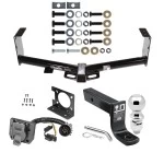 Trailer Hitch Package w/ Wiring For 07-21 Toyota Tundra exc OEM Receiver 7-Way w/ 2-5/16" Ball 4" Drop Mount Pin Blade RV Class 4