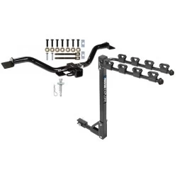 Trailer Tow Hitch w/ 4 Bike Rack For 09-17 Chevy Traverse 07-17 GMC Acadia Buick Enclave Saturn Outlook tilt away adult or child arms fold down carrier