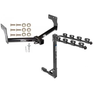 Trailer Tow Hitch w/ 4 Bike Rack For 07-15 Mazda CX-9 tilt away adult or child arms fold down carrier