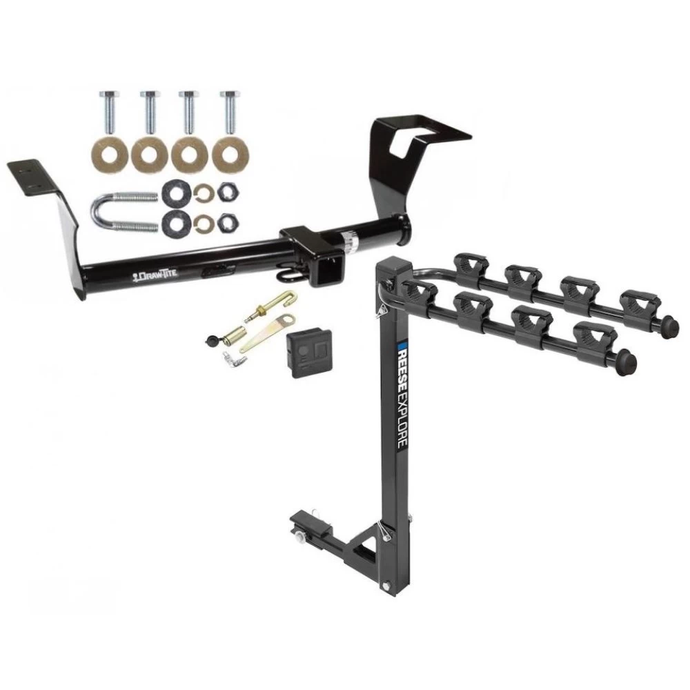 Trailer Tow Hitch w/ 4 Bike Rack For 07-11 Honda CR-V 4 Bike Rack tilt away adult or child arms fold down carrier w/ Lock and Cover