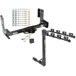 Trailer Tow Hitch w/ 4 Bike Rack For 07-25 Mercedes Freightliner Dodge Sprinter Van w/o OEM Step Bumper Except 144" WB tilt away adult or child arms fold down carrier w/ Lock and Cover