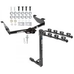 Trailer Tow Hitch w/ 4 Bike Rack For 01-10 Chevy Silverado GMC Sierra 2500 3500 HD 2007 Classic, 6-1/2 & 8 Foot Bed tilt away adult or child arms fold down carrier