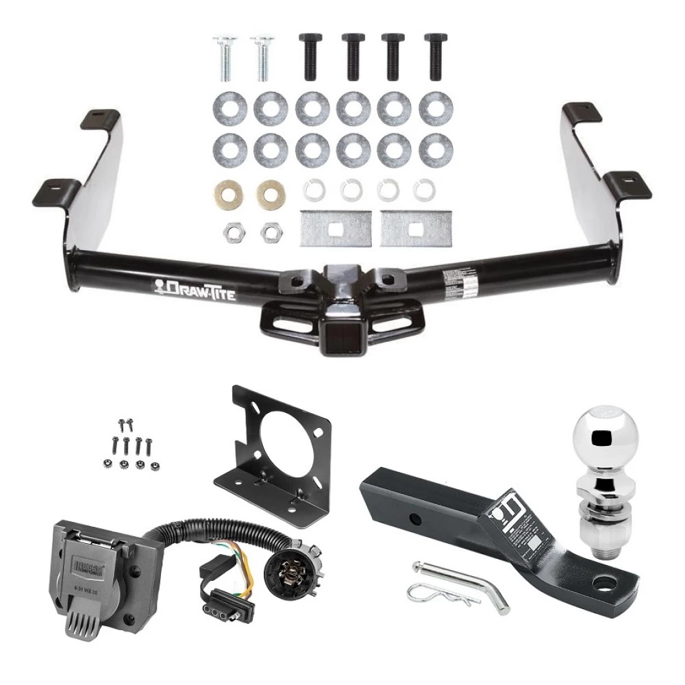 Trailer Hitch Package w/ Wiring For 01-10 Chevy Silverado GMC Sierra 2500 HD 3500 HD 07-07 Classic w/ 2" Ball 2" Drop Mount 7-Way Pin Blade RV Class 4