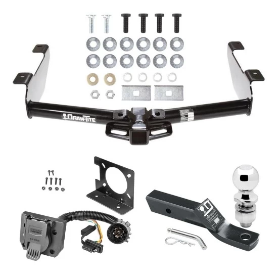 Trailer Hitch Package w/ Wiring For 01-10 Chevy Silverado GMC Sierra 2500 HD 3500 HD 07-07 Classic w/ 2" Ball 2" Drop Mount 7-Way Pin Blade RV Class 4