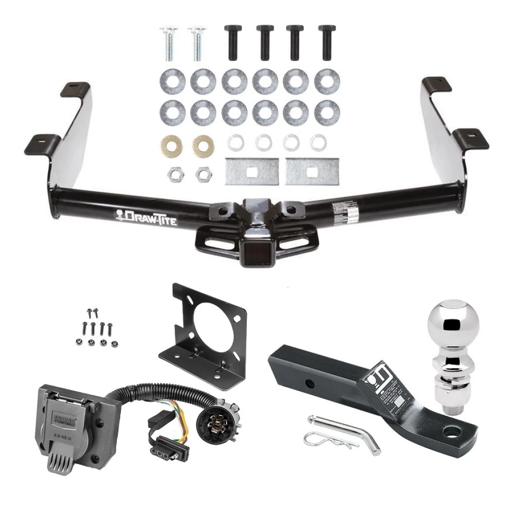 Trailer Hitch Package w/ Wiring For 01-10 Chevy Silverado GMC Sierra 2500 HD 3500 HD 07-07 Classic w/ 2-5/16" Ball 2" Drop Mount 7-Way Pin Blade RV Class 4