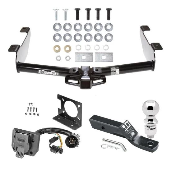 Trailer Hitch Package w/ Wiring For 01-10 Chevy Silverado GMC Sierra 2500 HD 3500 HD 07-07 Classic w/ 2-5/16" Ball 2" Drop Mount 7-Way Pin Blade RV Class 4