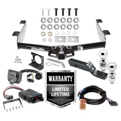 Trailer Hitch Brake Control Wiring Package For 03-07 Chevy Silverado GMC Sierra 2500 HD 3500 w/ Dual 2" and 2- 5/16" Ball 2" Drop Mount 7-Way Pin Blade RV Controller