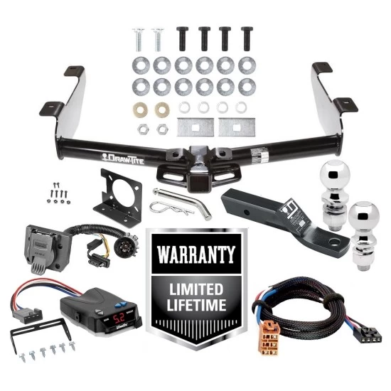 Trailer Hitch Brake Control Wiring Package For 01-10 Chevy Silverado GMC Sierra 2500 HD 3500 HD 07-07 Classic w/ Dual 2" and 2- 5/16" Ball 2" Drop Mount 7-Way Pin Blade RV Controller