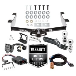 Trailer Hitch Brake Control Wiring Package For 01-02 Chevy Silverado GMC Sierra 2500 HD 3500 w/ Dual 2" and 2- 5/16" Ball 2" Drop Mount 7-Way Pin Blade RV Controller