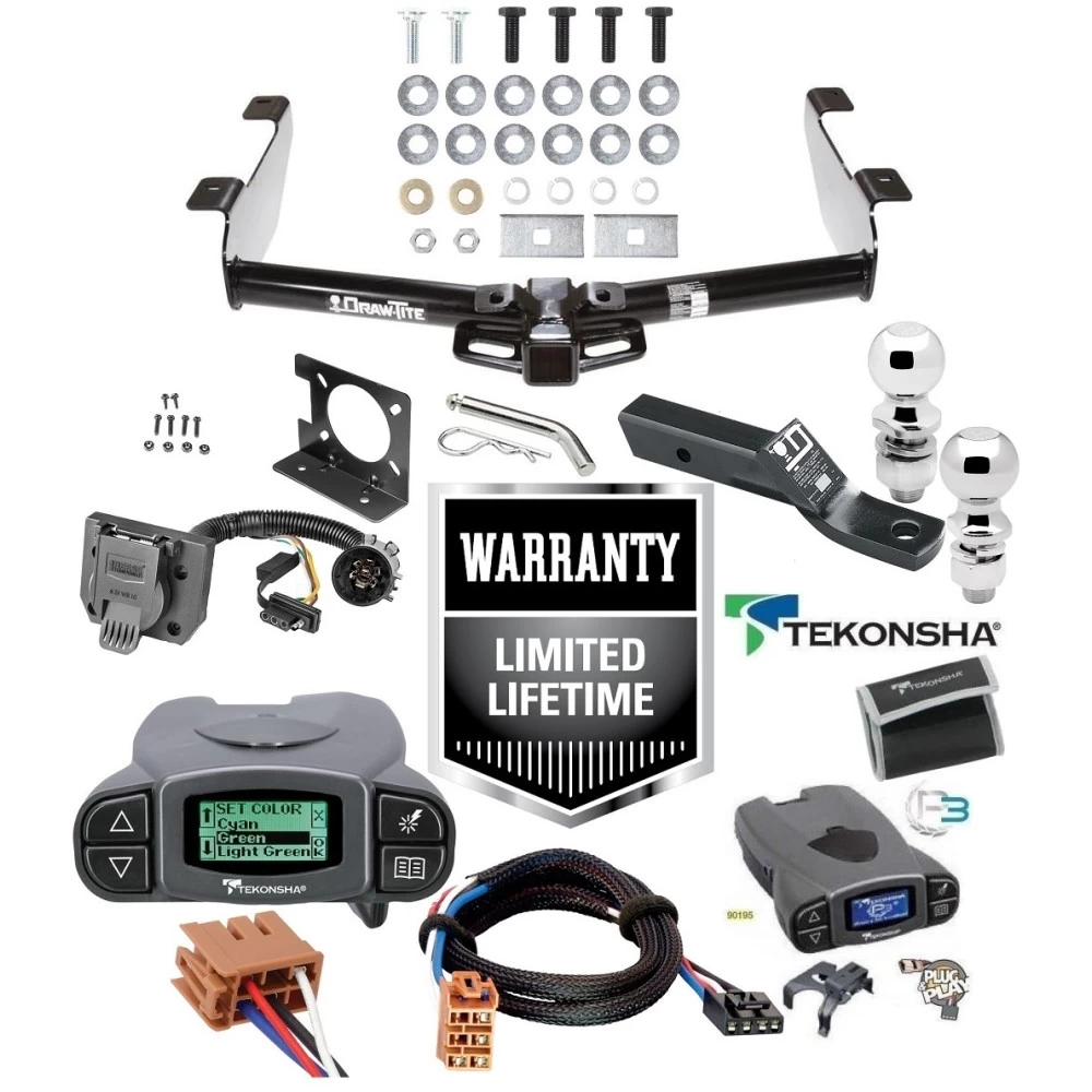 Trailer Hitch Tow Package w/ Tekonsha Prodigy P3 Brake Control For 01-10 Chevy Silverado GMC Sierra 2500 HD 3500 HD 07-07 Classic w/ Dual 2" and 2- 5/16" Ball 2" Drop Mount 7-Way Pin Blade RV Controller