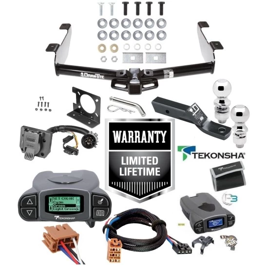 Trailer Hitch Tow Package w/ Tekonsha Prodigy P3 Brake Control For 01-10 Chevy Silverado GMC Sierra 2500 HD 3500 HD 07-07 Classic w/ Dual 2" and 2- 5/16" Ball 2" Drop Mount 7-Way Pin Blade RV Controller