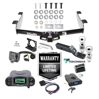 Trailer Hitch Tow Package w/ Tekonsha Prodigy P3 Brake Control For 01-10 Chevy Silverado GMC Sierra 2500 HD 3500 HD 07-07 Classic w/ Dual 2" and 2- 5/16" Ball 2" Drop Mount 7-Way Pin Blade RV Controller