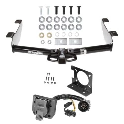 Trailer Hitch w/ Wiring Kit For 01-10 Chevy Silverado GMC Sierra 2500 HD 3500 HD 07-07 Classic 7-Way Pin Blade RV 4-Flat Plug Harness Light w/ Bracket