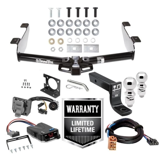 Trailer Hitch Brake Control Wiring Package For 01-10 Chevy Silverado GMC Sierra 2500 HD 3500 HD 07-07 Classic w/ Dual 2" and 2- 5/16" Ball 4" Drop Mount 7-Way Pin Blade RV Controller