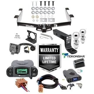 Trailer Hitch Tow Package w/ Tekonsha Prodigy P3 Brake Control For 01-10 Chevy Silverado GMC Sierra 2500 HD 3500 HD 07-07 Classic w/ Dual 2" and 2- 5/16" Ball 4" Drop Mount 7-Way Pin Blade RV Controller