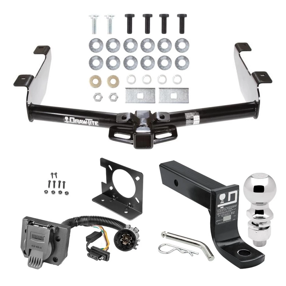 Trailer Hitch Package w/ Wiring For 01-10 Chevy Silverado GMC Sierra 2500 HD 3500 HD 07-07 Classic w/ 2-5/16" Ball 4" Drop Mount 7-Way Pin Blade RV Class 4