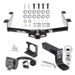 Trailer Hitch Package w/ Wiring For 01-10 Chevy Silverado GMC Sierra 2500 HD 3500 HD 07-07 Classic w/ 2-5/16" Ball 4" Drop Mount 7-Way Pin Blade RV Class 4