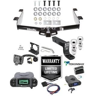 Trailer Hitch Tow Package w/ Tekonsha Prodigy P3 Brake Control For 01-10 Chevy Silverado GMC Sierra 2500 HD 3500 HD 07-07 Classic w/ Dual 2" and 2- 5/16" Ball 4" Drop Mount 7-Way Pin Blade RV Controller