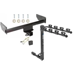 Trailer Tow Hitch w/ 4 Bike Rack For 12-15 Chevy Captiva Sport 08-10 Saturn Vue tilt away adult or child arms fold down carrier w/ Lock and Cover