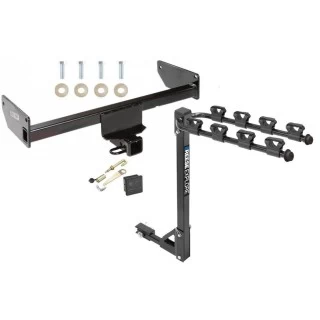 Trailer Tow Hitch w/ 4 Bike Rack For 12-15 Chevy Captiva Sport 08-10 Saturn Vue tilt away adult or child arms fold down carrier w/ Lock and Cover