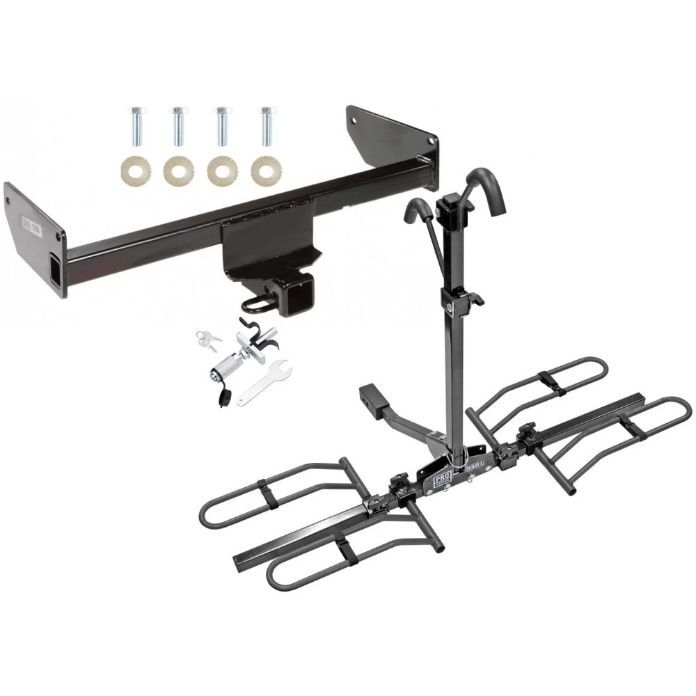 Trailer Tow Hitch For 12-15 Chevy Captiva Sport 08-10 Saturn Vue Platform Style 2 Bike Rack w/ Anti Rattle Hitch Lock