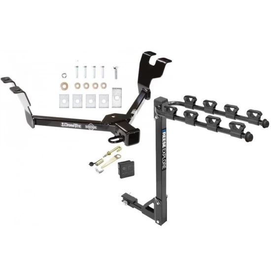 Trailer Tow Hitch w/ 4 Bike Rack For 05-09 Subary Legacy Outback Sedan & Wagon Except Sport tilt away adult or child arms fold down carrier w/ Lock and Cover
