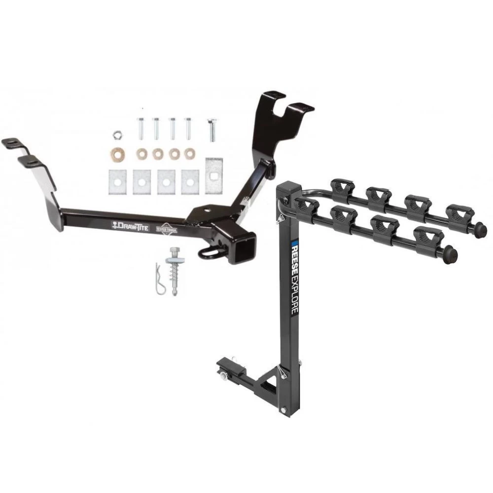 Trailer Tow Hitch w/ 4 Bike Rack For 05-09 Subary Legacy Outback Sedan & Wagon Except Sport tilt away adult or child arms fold down carrier
