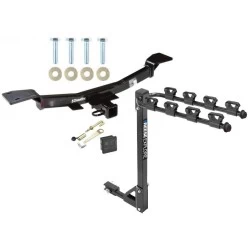 Trailer Tow Hitch w/ 4 Bike Rack For 05-09 Hyundai Tucson 05-10 KIA Sportage tilt away adult or child arms fold down carrier w/ Lock and Cover