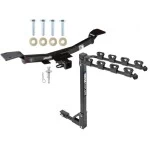 Trailer Tow Hitch w/ 4 Bike Rack For 05-09 Hyundai Tucson 05-10 KIA Sportage tilt away adult or child arms fold down carrier