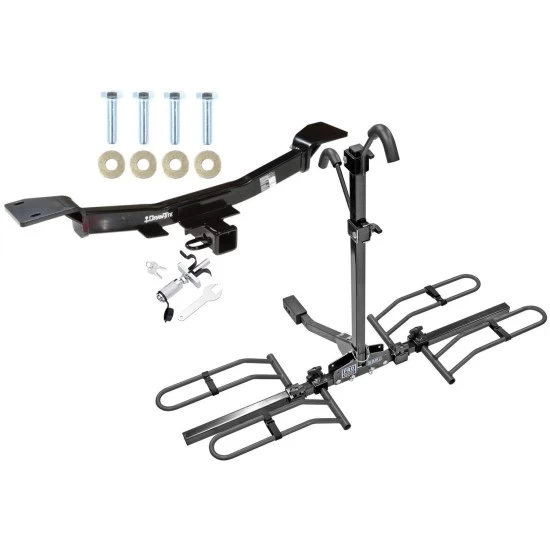 Trailer Tow Hitch For 05-09 Hyundai Tucson 05-10 KIA Sportage Platform Style 2 Bike Rack w/ Anti Rattle Hitch Lock
