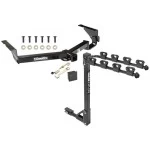 Trailer Tow Hitch w/ 4 Bike Rack For 08-13 Toyota Highlander Donut Spare Tire Only tilt away adult or child arms fold down carrier w/ Lock and Cover