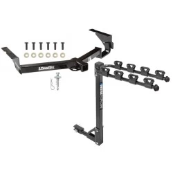 Trailer Tow Hitch w/ 4 Bike Rack For 08-13 Toyota Highlander Donut Spare Tire Only tilt away adult or child arms fold down carrier